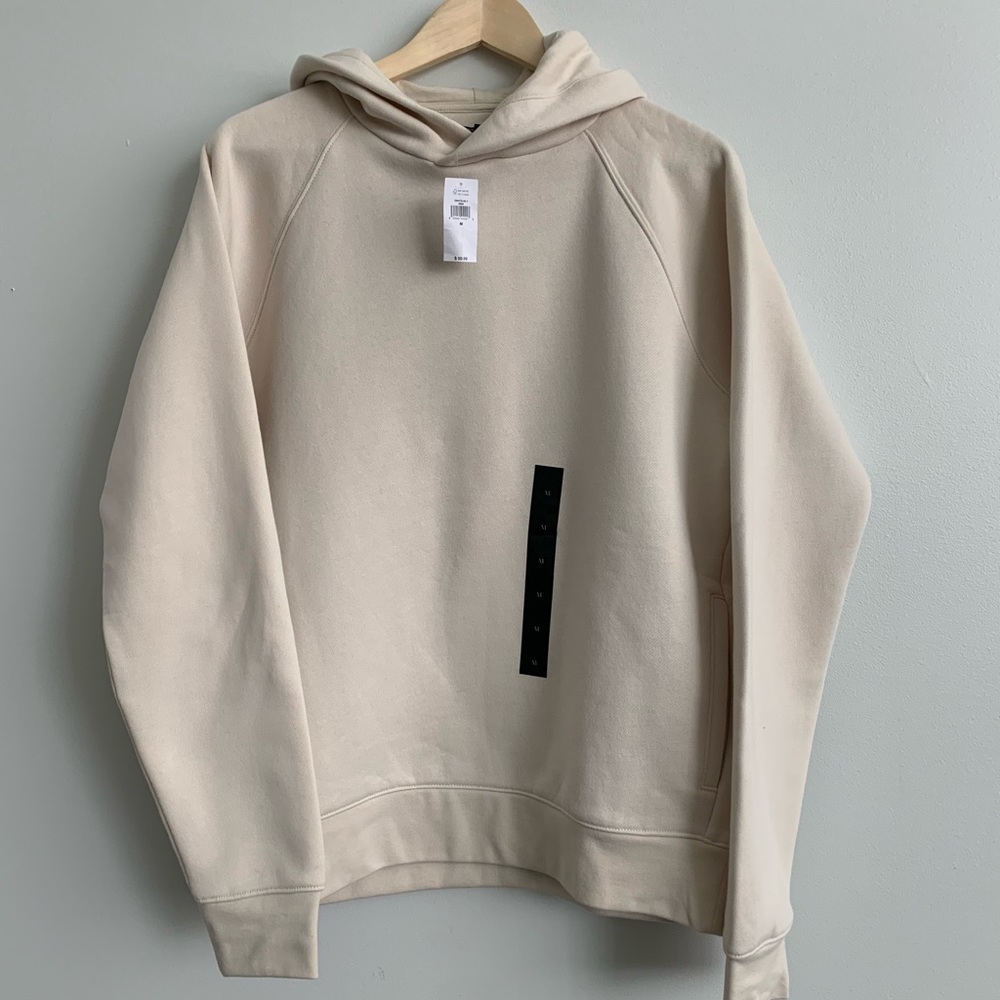 Banana Republic Modern Mens Fleece Hoodie Cream Beige